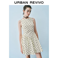 UR2025秋季新款女裝法式波點(diǎn)蝴蝶結裝飾無(wú)袖連衣裙UWG750189 米白印花 2XL