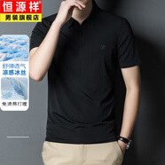 恒源祥高端短袖T恤男士寬松冰絲上衣服男裝休閑涼感polo衫2025夏季衛(wèi)衣 黑色 XL 175 推薦135-150斤