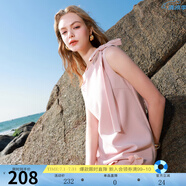 三彩2025夏季新款設(shè)計(jì)感飄帶圓領(lǐng)連衣裙立體花朵無(wú)袖短裙M 櫻花粉 XL 170/92A