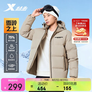 特步男子秋冬保暖防風(fēng)加絨加厚戶外運動羽絨服簡約百搭 天灰色 3XL 