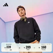 adidas情侶款休閑寬松抓絨圓領(lǐng)長(zhǎng)袖衛(wèi)衣套頭衫男女阿迪達(dá)斯輕運(yùn)動(dòng)   黑色/白   L