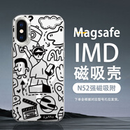 繪色師 適用蘋果X磁吸手機(jī)殼潮牌XR彩銀iPhoneXS超火XSMAX全包防摔男2025新款歡愉小新保護(hù)套 【IMD彩銀磁吸殼/月光銀】線條插畫CY 蘋果X