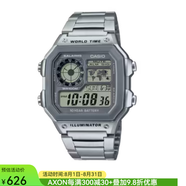 卡西歐手表復(fù)古時(shí)尚休閑世界時(shí)間計(jì)時(shí)功能運(yùn)動(dòng)腕表大學(xué)生考試表男 AE1200WHD7AV 39.6mm