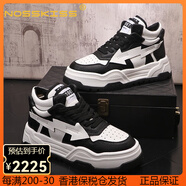 NOSSKISS國(guó)際奢侈品牌男鞋黑白雙拼板鞋高幫百搭增高男士時(shí)尚休閑運(yùn)動(dòng)鞋 黑白色【品牌禮盒】 40