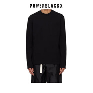 吉爾·桑達(dá)（Jil Sander）男士基礎(chǔ)款寬松螺紋圓領(lǐng)長袖T恤挺括有型簡約純色胸口刺繡25新款 黑色 均碼 |XL
