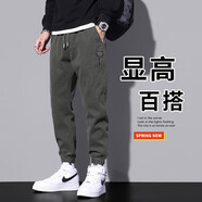 森馬【特價(jià)清倉】春季工裝牛仔褲男春夏款寬松束腳哈倫長(cháng)褲子男士褲子 9859軍綠色 常規 3XL 建議[170-190斤]