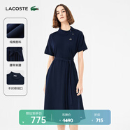 LACOSTE法國鱷魚女裝設(shè)計(jì)感優(yōu)雅收腰短袖A字裙Polo連衣裙|EF5956 166/藏青色 L 40 /170