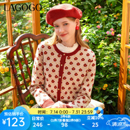 lagogo甜美小香風(fēng)針織衫女拉谷谷女2024年春季新款碎花小個(gè)子開衫 混色(Y0) L