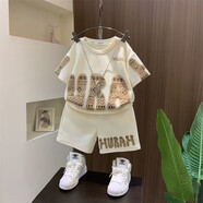 G·DUCK KIDS男童酷帥短袖t恤套裝夏季2025新款洋氣兒童裝寶寶休閑夏裝兩件套 運動(dòng)套裝 90 cm