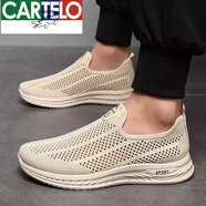卡帝樂(lè)鱷魚(yú)網(wǎng)鞋男透氣2025夏季新款網(wǎng)眼薄單男式面男士休閑跑步運(yùn)動(dòng)鞋子 E87-【主圖款】B03-米色【能穿3 39