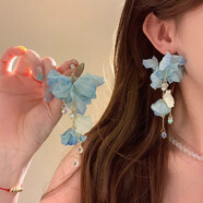妙奕嘉海邊度假風(fēng)耳飾2025新款耳環(huán)女氣質(zhì)高級小眾設(shè)計感流蘇民族風(fēng)耳墜 藍(lán)色花瓣流蘇耳環(huán)