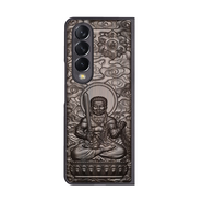 三星（SAMSUNG）【品質(zhì)原裝】適用于Z Fold4手機殼W23檀木浮雕Z Fold3保護套折疊 【雞】不動(dòng)明王 三星_W23_5G