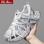 Fitti Pahris奢侈品男鞋2025夏季新款潮流時(shí)尚運(yùn)動(dòng)休閑鞋百搭舒適厚底老爹鞋男 銀色 42