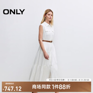ONLY2025夏季新款純色無袖翻領(lǐng)蛋糕裙長裙連衣裙女|125207037 A06急流白色 M