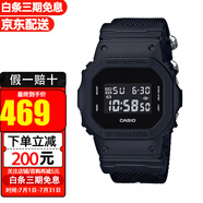 卡西歐（CASIO）手表男G-SHOCK巨G經(jīng)典小方塊頭文字D防水運(yùn)動方形男表 DW-5600BBN-1帆布帶