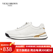 VICKI BROWN【VB男鞋】法國未畢精致小白鞋時尚印花男士休閑鞋舒適百搭鞋子男 白金 VBZC96037-E 40 (250mm)