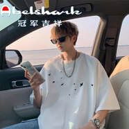 冠軍吉祥短袖恤男復(fù)古潮流休閑體恤夏季美式設(shè)計(jì)感潮牌寬松字母印花半袖 A02-DB91-多只燕子-白色- XL