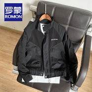 羅蒙（ROMON）潮流痞帥工裝外套男春秋季新款刺繡夾克男士休閑秋裝百搭褂子上衣 黑色 常規 XL 適合130-140斤