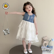 G.DUCK KIDS小黃鴨2025新夏款洋氣小女孩牛仔連衣背心裙女寶寶韓版 牛仔吊帶裙 90 cm