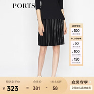 PORTS寶姿 女裝優(yōu)雅黑白撞色拼接半身裙LA8K247FXX001 黑色混色 L