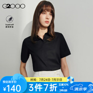 G2000 時尚女裝短袖襯衫女商務(wù)OL簡約純色襯衣 黑色平紋襯衫27寸 M