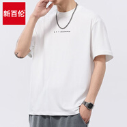 新百倫男士高端t恤2025新款美式運動冰絲涼感印花t恤男 白色-8109 M