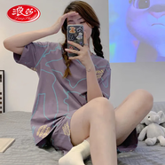 浪莎睡衣女夏季薄款短袖兩件套寬松可外穿學(xué)生居家服520情人節(jié)禮物 2305_[雙短兩件套] XL _110-120斤