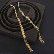 千寶萊時(shí)尚超性感妖艷流蘇超長(cháng)耳環(huán)可以到肩膀個(gè)性特長(cháng)款夸張耳飾 金色長(cháng)款24cm