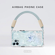 瓊雅樓 適用蘋果12手機(jī)殼iPhone12ProMax新款獨(dú)角獸可背斜挎掛繩時(shí)尚女網(wǎng)紅四角鏡頭全包防摔氣囊保護(hù)套 透明-閃耀獨(dú)角獸S藍(lán)+手提短繩【掛件B177】 蘋果12PRO