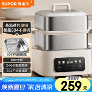蘇泊爾（SUPOR）電蒸鍋 電煮鍋電火鍋 火鍋鍋多功能鍋家用蒸包子鍋 電熱鍋多用途鍋24小時預約雙層蒸籠ZN23FC931