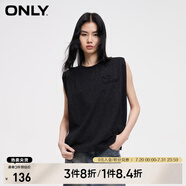 ONLYONLY夏季時(shí)尚簡約圓領(lǐng)刺繡寬松背心無袖T恤女|124101084 H1Z 黑色 M 165/84A