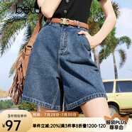 百圖betu女裝夏季新款牛仔褲高腰百搭顯瘦A版牛仔短褲女2403T82 牛仔色 L