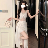 茯見法式復(fù)古蕾絲連衣裙度假2025夏季鏤空氣質(zhì)禮服海邊沙灘仙女裙 白色蕾絲 S