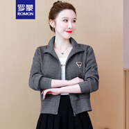 羅蒙（ROMON）2024春秋季新款小個子短外套女裝時尚休閑百搭短款風(fēng)衣夾克衫上衣 灰色 L （100-110斤）