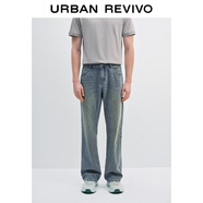 UR2025秋季新款男裝復古休閑棉質(zhì)直筒九分牛仔長(cháng)褲UUY850003 灰藍 32