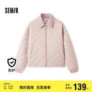 森馬（Semir）棉服女燈芯絨翻領菱形格復古2024冬三防寬松輕薄棉衣109724112007