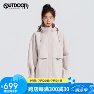 OUTDOOR PRODUCTS【黃亦玫同款】外套女戶外防風防潑連帽夾克登山徒步衣服 米灰