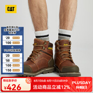 CAT卡特工裝靴馬丁靴男鞋男士休閑工鞋經典牛皮面防滑工裝靴 棕紅 44