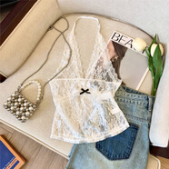 刃蕉白色純欲風(fēng)吊帶背心女修身顯瘦內搭上衣蕾絲花邊拼接打底氣質(zhì) 白色長(cháng)款 均碼 (80-120斤)