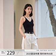 阿依蓮【商場同款】高級感吊帶背心女可外穿2025夏新款打底內(nèi)搭無袖上衣 黑色 S