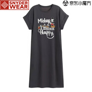 SNYDER WEAR2025年夏季新款女裙洋氣短袖寬松字母女連衣裙長裙大碼時尚T恤裙 深灰裙 M 建議【80-100斤】