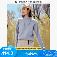 佐丹奴極細(xì)針織衫女軟糯時尚斜破骨半高領(lǐng)套頭針織毛衣女13354689
