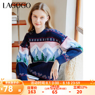 lagogo【極地冰川】撞色慵懶風(fēng)針織衫女拉谷谷紗線混織質(zhì)感上衣 混色(Y0) M 160/38