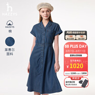 哈吉斯（HAZZYS）女裝 夏季女士【PHIZ系列】連肩收腰牛仔連衣裙女 藍(lán)色BL XL (170/92A 42)