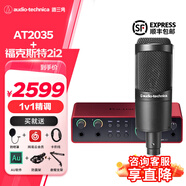鐵三角（Audio-technica） AT2035 電容麥克風 全電腦K歌 主播 直播麥克風 專業(yè)錄音話筒 專業(yè)設備 專業(yè)調試聲卡麥克風 AT2035+?？怂固?i2四代聲卡套裝
