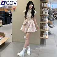DGOV法式甜美碎花假兩件連衣裙子女2025新款夏季學(xué)院風(fēng)小個(gè)子收腰短裙 碎花連衣裙 M 45/55kg