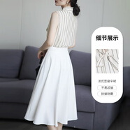 薩拉維夫 SLLAVIF白色高腰半裙顯瘦氣質(zhì)半身裙女士法式顯瘦傘裙中長裙2025春夏新款 白色 S