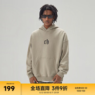 CHINISMCH字母印花連帽衛(wèi)衣男潮牌美式寬松上衣重磅情侶帽衫 米咖色 XXL（推薦 170-200斤）