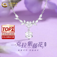 中國黃金（CHINA GOLD）藍桉與鳥S925銀項鏈女生新款銀飾吊墜紀念生日禮物七夕送女友老婆 足銀*紫藤花開項鏈【中金禮盒】