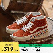 VANS范斯官方 SK8-Mid Reissue復古臟橘彩色棋盤格印花情侶板鞋 橙色 37